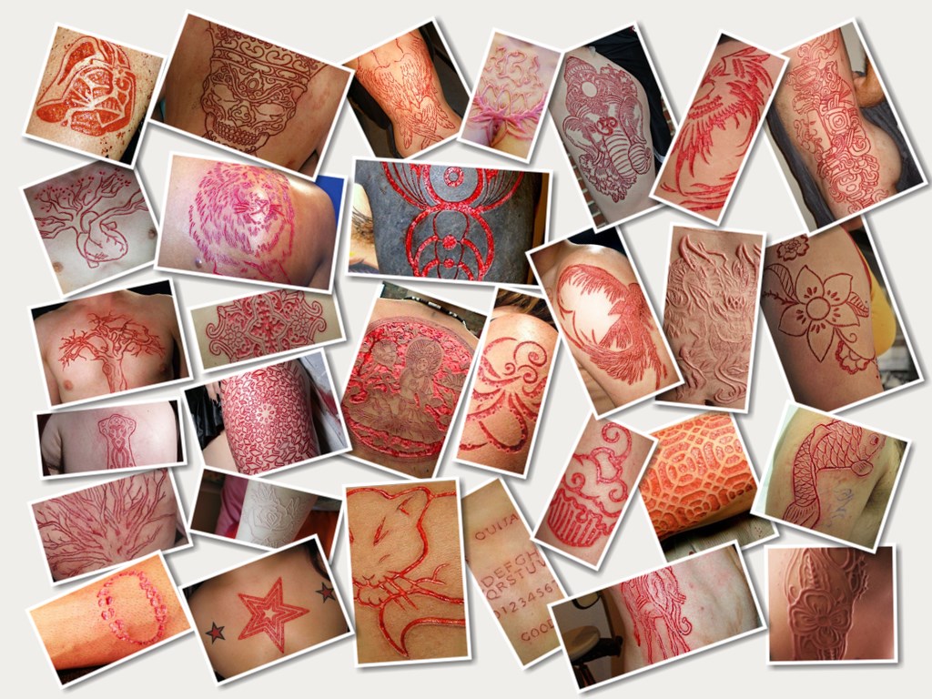 great skin scarification tattoos designs