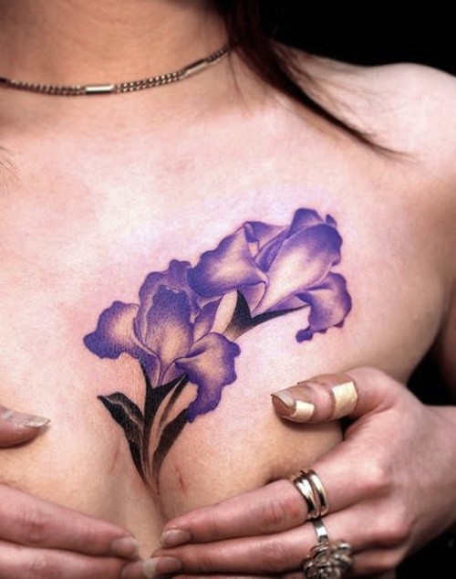 Beautiful Iris Flower Tattoo For Women On Chest Tattooimagesbiz