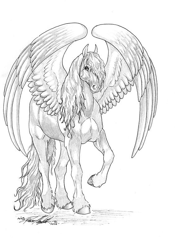 Shy white-and-grey pegasus tattoo design by Moon Feather - Tattooimages.biz