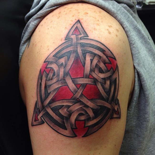 Celtic style shoulder tattoo of large symbol - Tattooimages.biz