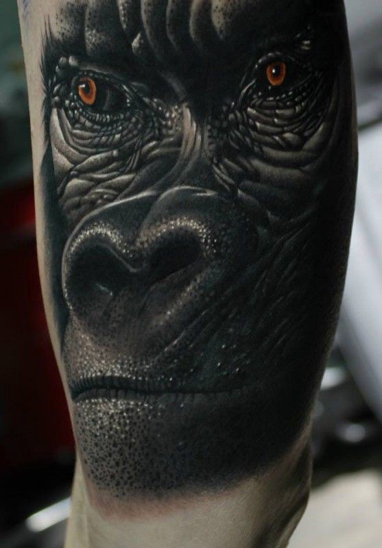 Super realistic gorilla head tattoo on arm - Tattooimages.biz