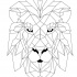 Half-geometric lion head in black triangle frame tattoo design