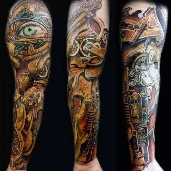 3D interesting looking biomechanical style tattoo of mystical armor