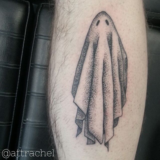 3D like massive black and white ghost tattoo on arm
