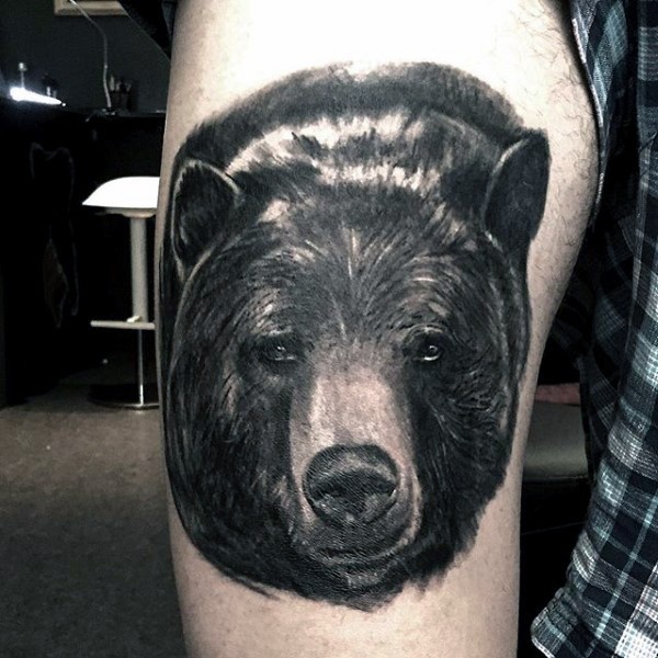 3D realistic bear&quots portrait tattoo