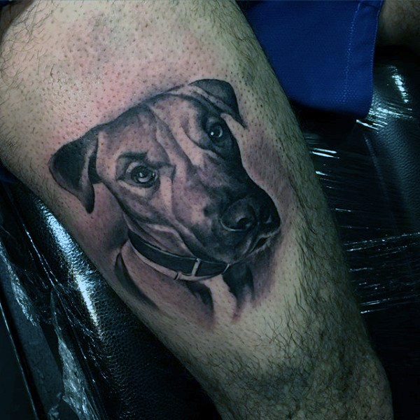 3D realistic cute dog&quots portrait tattoo