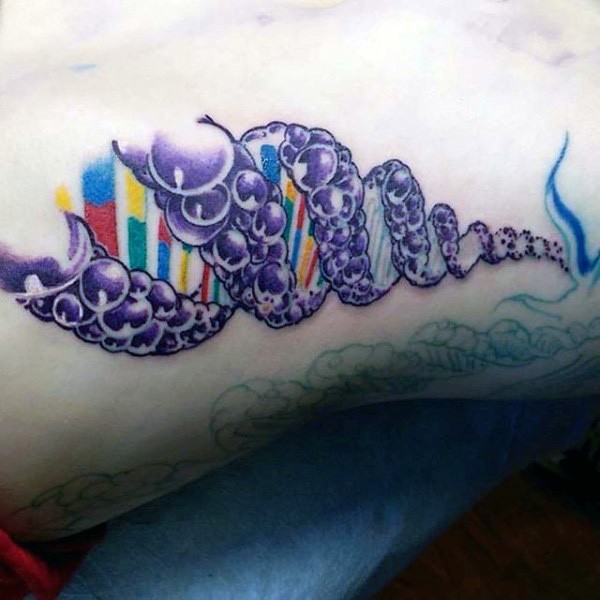 3D realistic multicolored DNA tattoo on arm