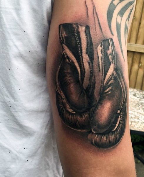 3D realistic pair of boxing gloves tattoo