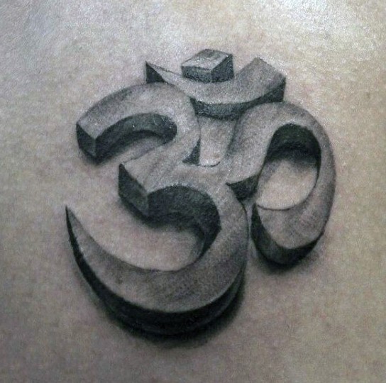 3D style black ink stone like Hinduism symbol tattoo
