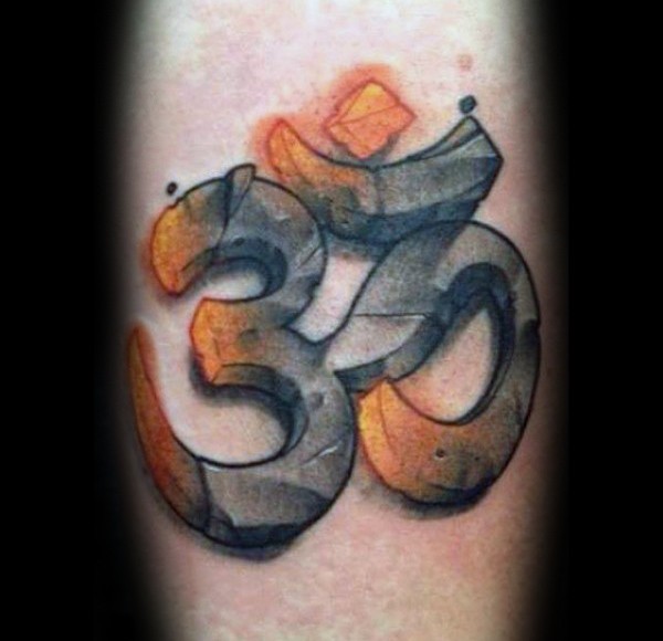 3D style colored Hinduism symbol tattoo