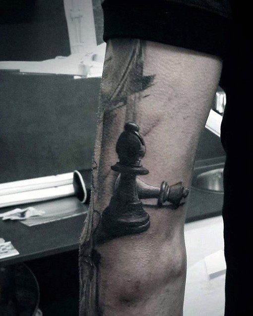 3D style gorgeous looking tattoo of lifelike chess figures