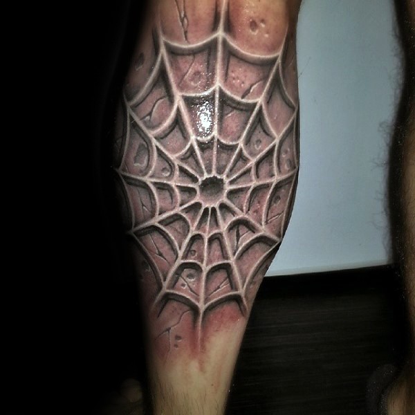 3D Stil unglaublich aussehendes weißes Spinnennetz Tattoo am Unterarm