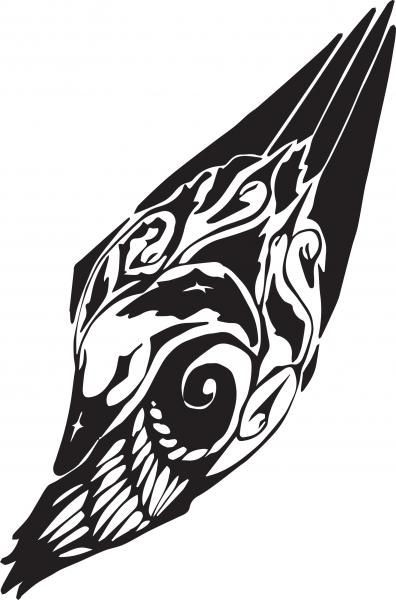 Abstract black-and-white swan ornament tattoo design