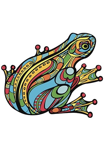 Abstract multicolor ornamented frog tattoo design