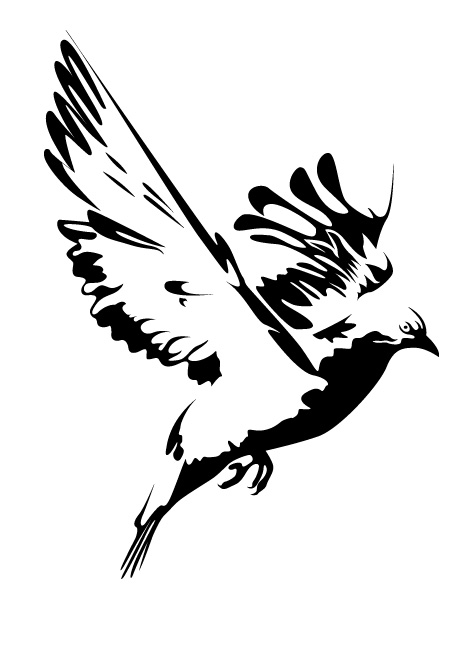 Amazing black-and-white dove silhouette tattoo design