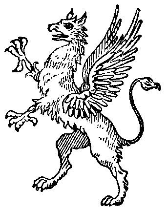 Amazing black outline griffin standing on hindquarters tattoo design