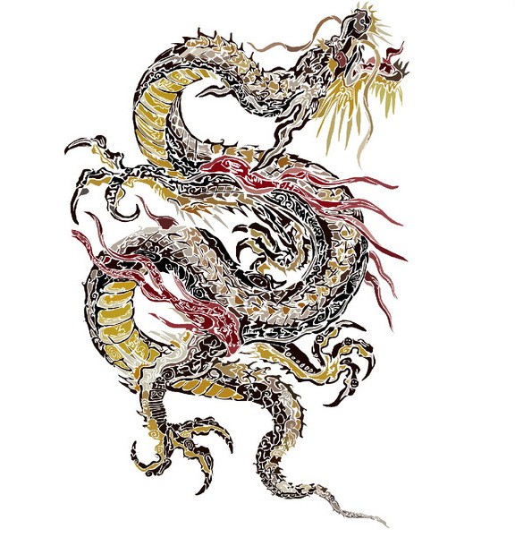 Amazing colored japanese dragon tattoo design