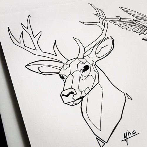 Amazing geometric deer tattoo design
