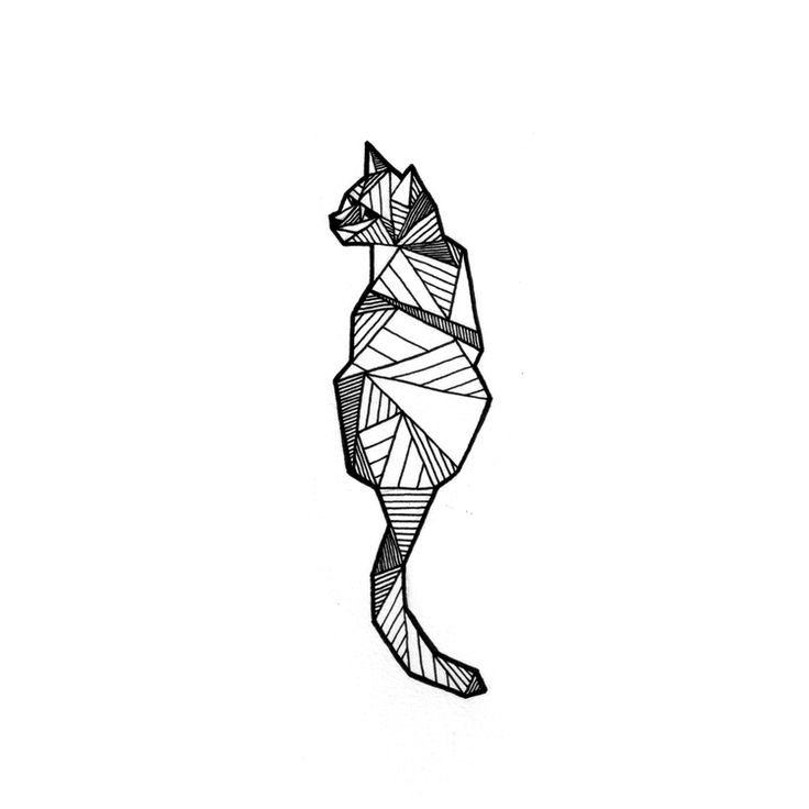Amazing geometric sitting cat tattoo design