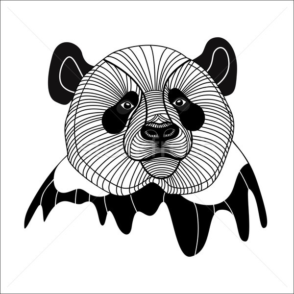 Amazing lined panda portrait tattoo design
