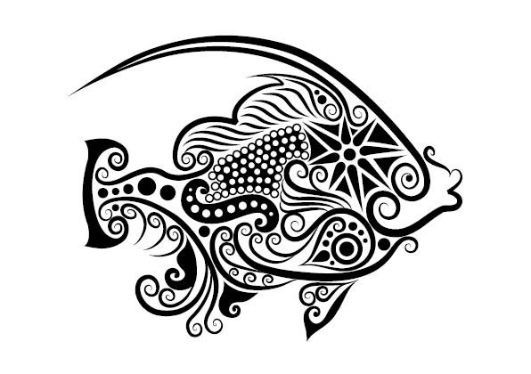 Amazing ornamented fish tattoo design