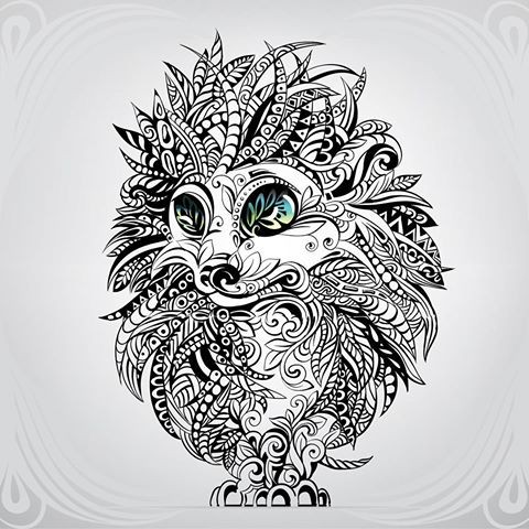 Amazing ornamented standing hedgehog tattoo design