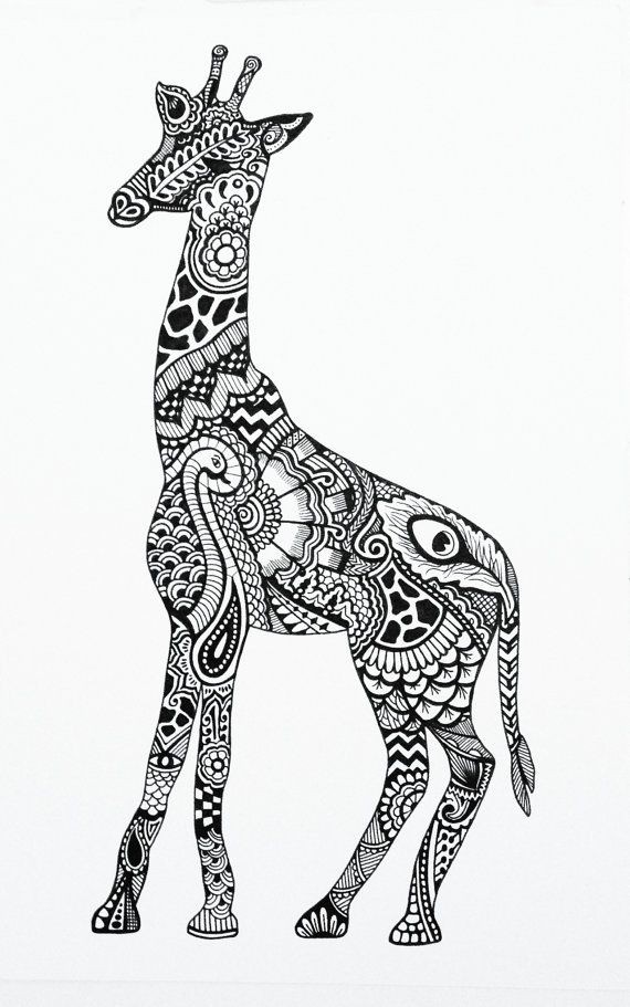 Amazing ornate giraffe in full size tattoo design