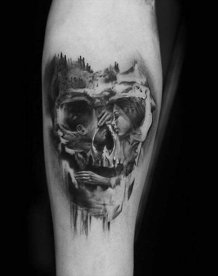 Amazing skull tattoo by Niki Norberg