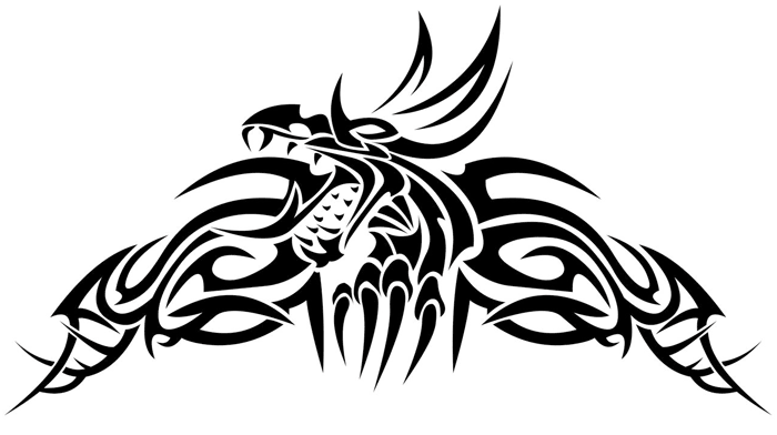 Amazing tribal dragon tattoo design for lower back