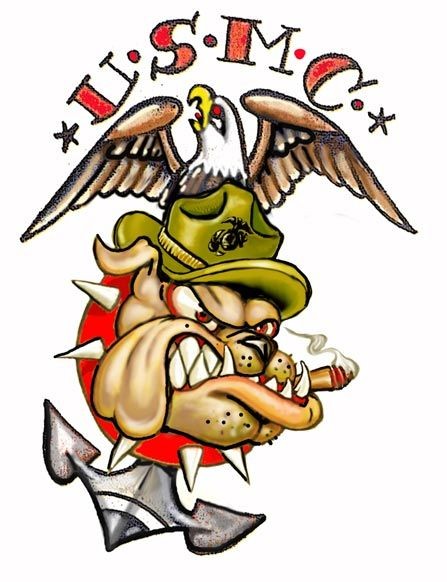American bulldog with eagle and anchor tattoo design