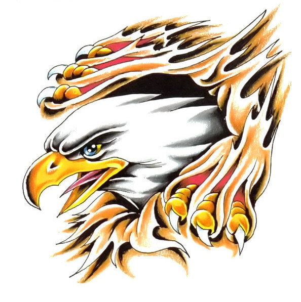 American crying eagle tearing a background tattoo design