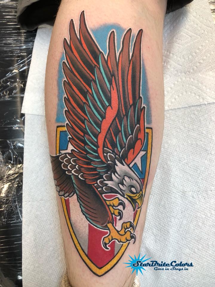 American eagle tattoo on leg