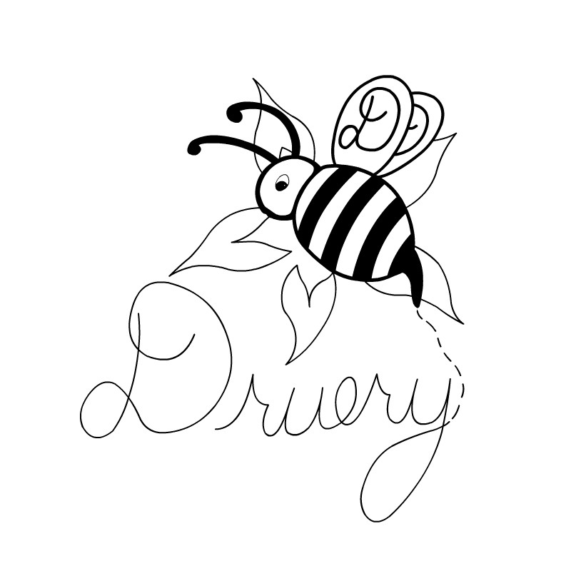 Amuse cartoon bee flying over lily flower and lettering tattoo design