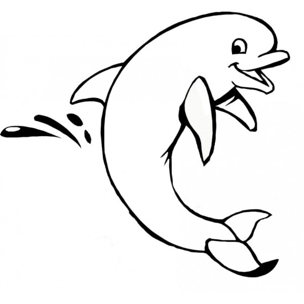 Amuse cartoon outline dolphin and water splashes tattoo design