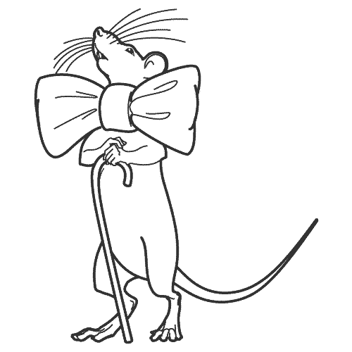 Amuse outline mouse with huge tie-bow and stick tattoo design
