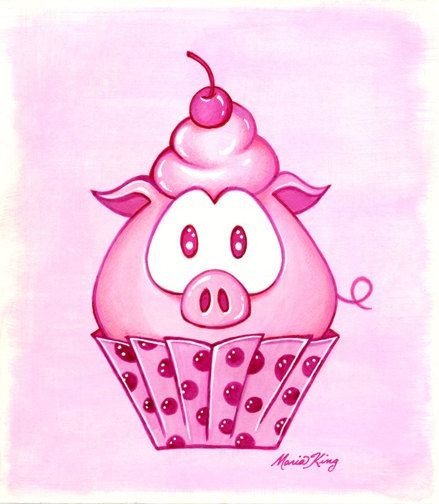 Amuse pink-ink pig cake with cream and cherry tattoo design