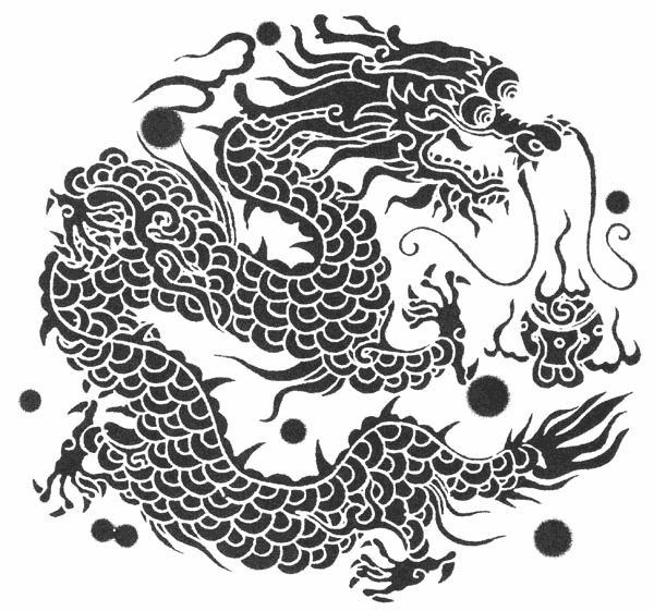 Amusing frightening grey-ink chinese dragon tattoo design