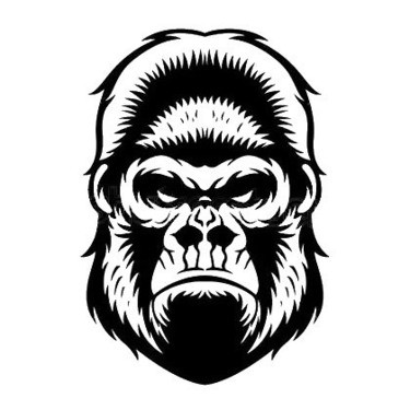 Angry black-and-white gorilla face tattoo design