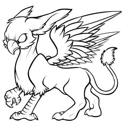 Angry cartoon outline griffin baby tattoo design by Runeneko