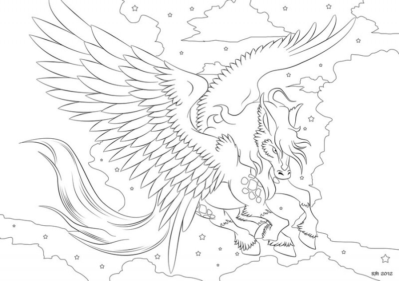 Angry colorless pegasus tattoo design by Darkly Shaded Shadow