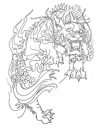 Angry outline chinese foo dog tattoo design