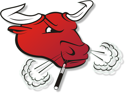 Angry red-color bull head logo tattoo design