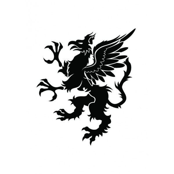 Angry single-colored griffin tattoo design