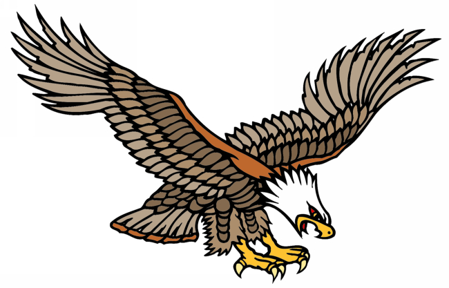 Animated colorful american eagle catching his prey tattoo design