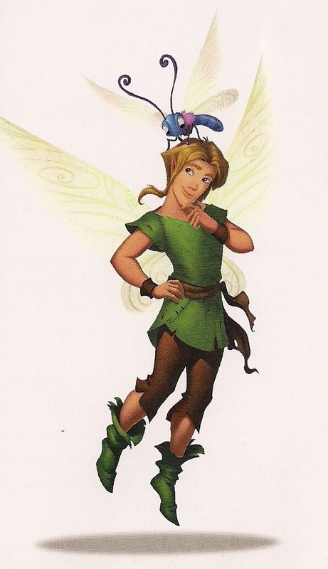 Animated colorful male fairy with a big dragonfly tattoo design