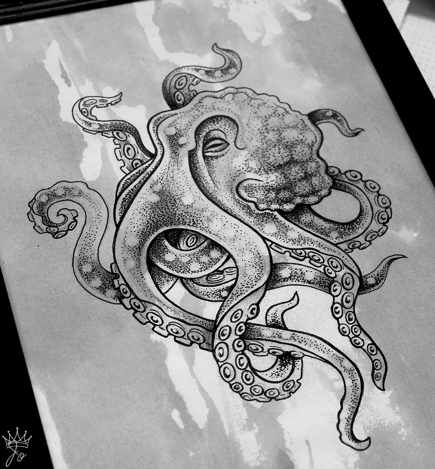 Animated dotwork octopus tattoo design