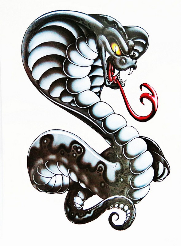 Animated mechanical snake tattoo design