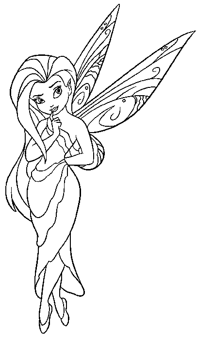Animated outline fairy with curly-patterned wings tattoo design