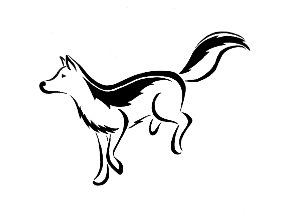 Attractive black-and-white running german shepherd tattoo design