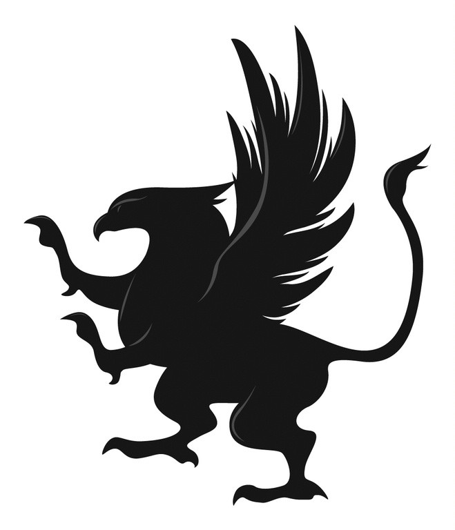 Attractive full black griffin with sharp cluthers tattoo design